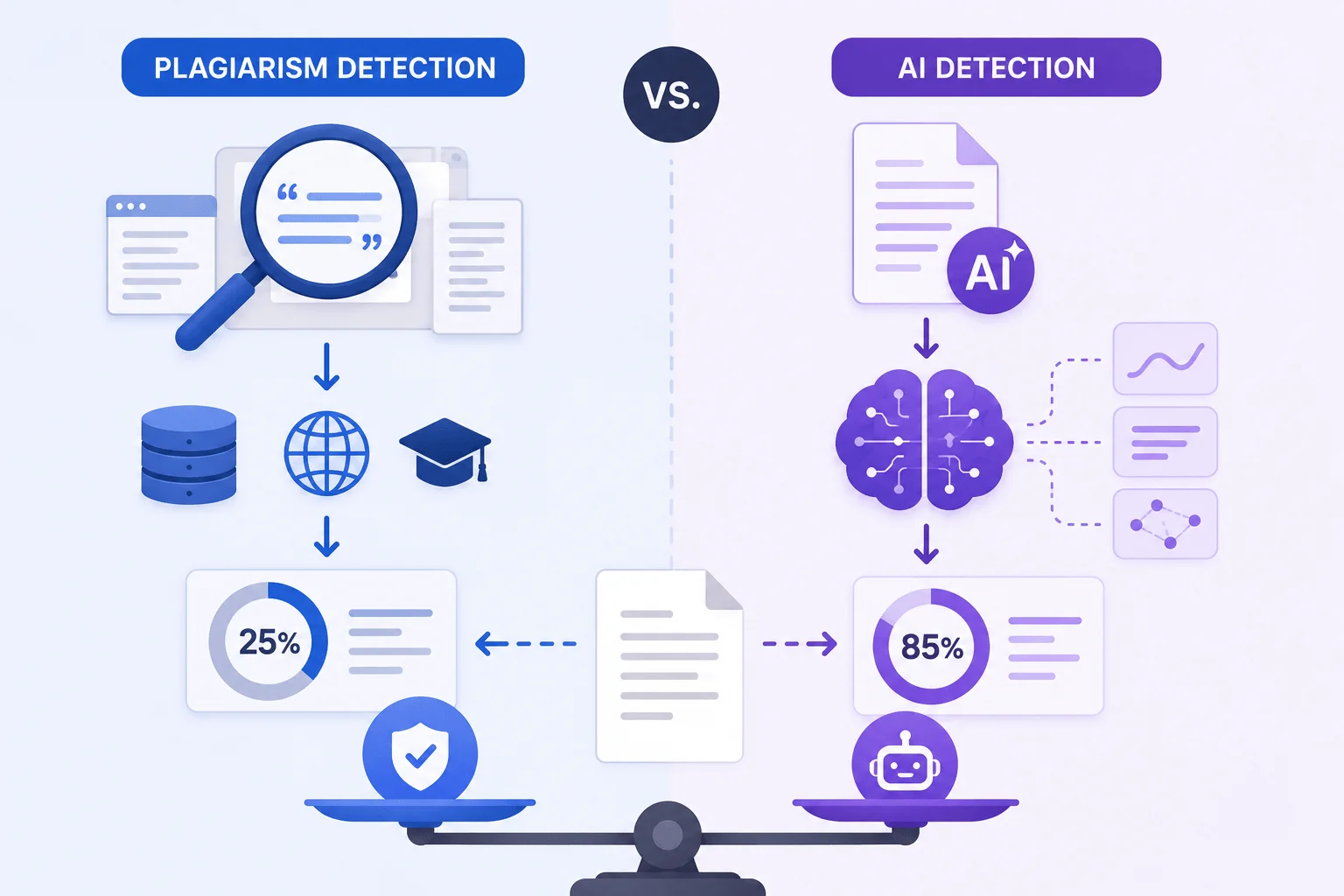 AI detection vs. plagiarism detection AI detection vs. plagiarism detection
