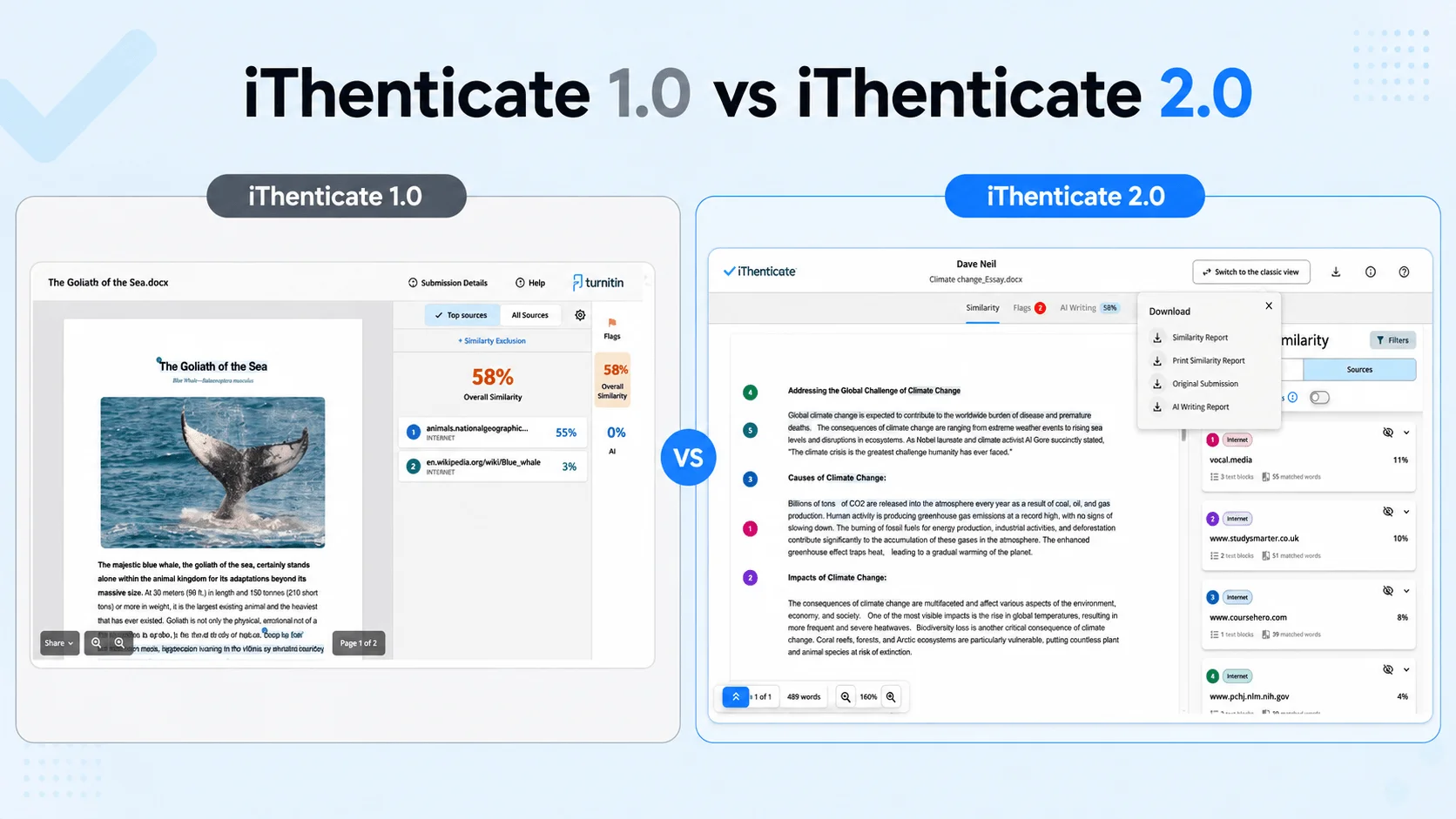 iThenticate 1.0 vs 2.0: Report interface comparison iThenticate 1.0 vs 2.0: Report interface comparison