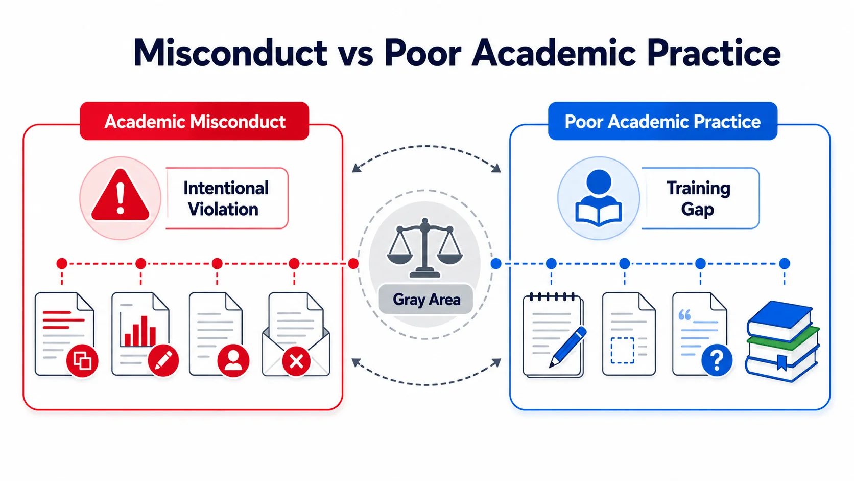 Misconduct vs poor academic practice