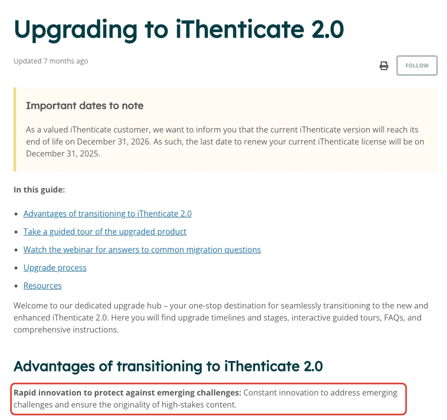 Official explanation for the iThenticate 2 upgrade Official explanation for the iThenticate 2 upgrade