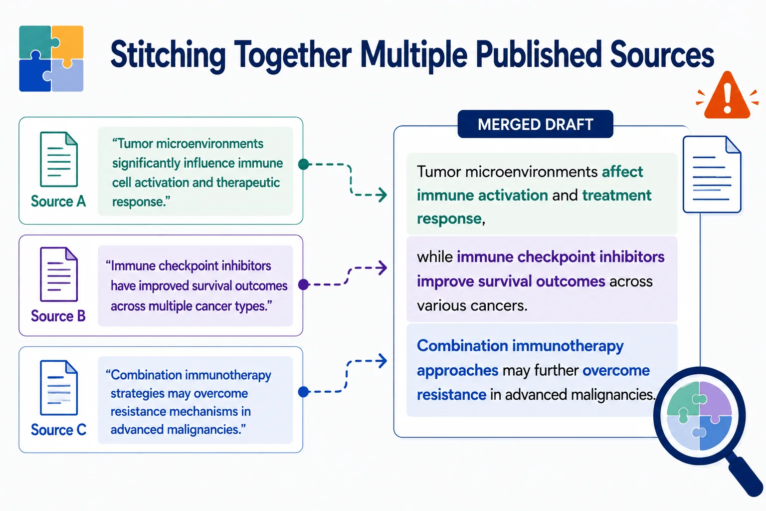 Patchwork plagiarism multiple published source stitching