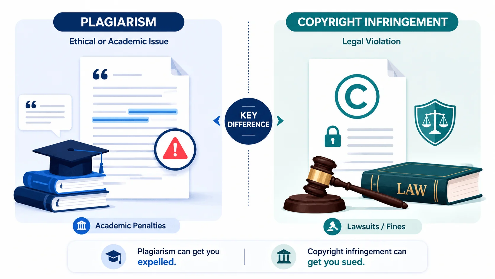 Plagiarism vs copyright infringement key difference Plagiarism vs copyright infringement key difference