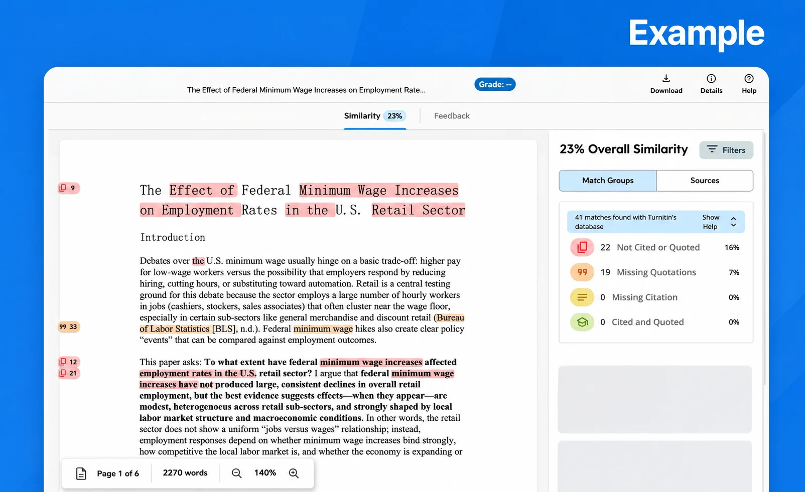 Turnitin similarity report example Turnitin similarity report example
