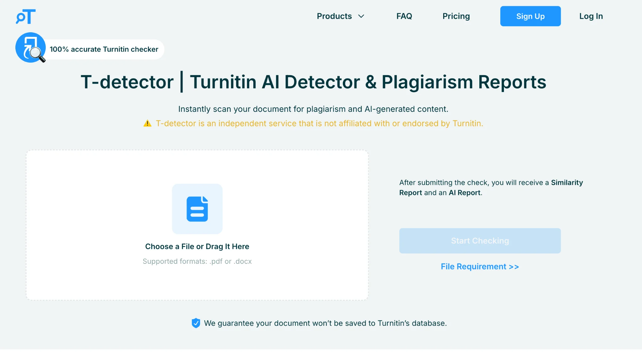 Turnitindetector homepage Turnitindetector homepage