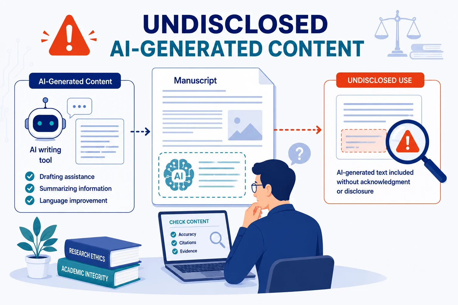 Undisclosed AI generated content academic disclosure risk