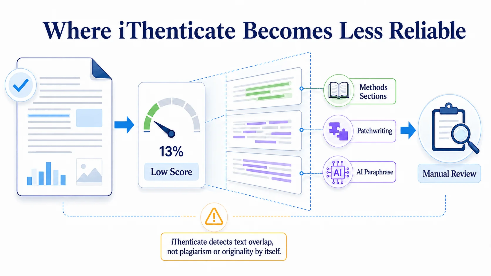 Where iThenticate becomes less reliable Where iThenticate becomes less reliable